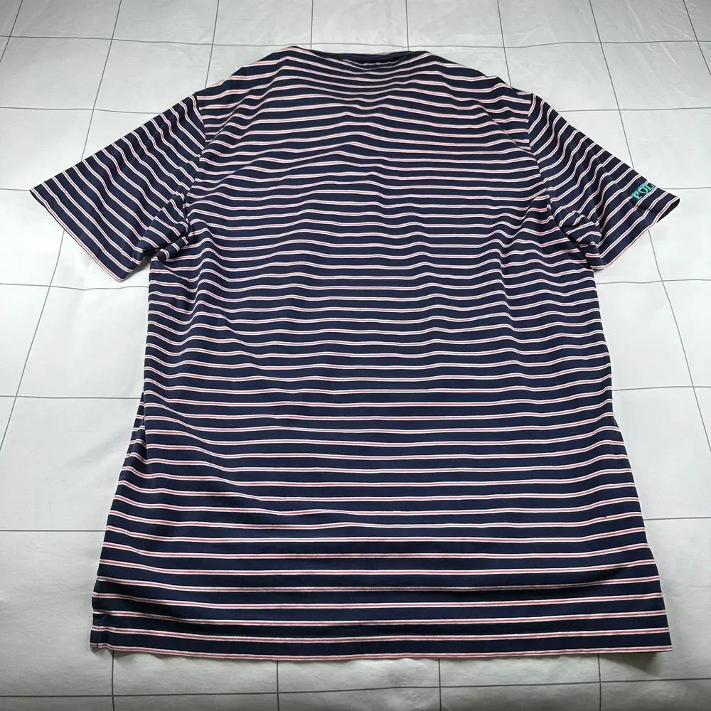 Polo Golf Ralph Lauren Shirt Mens XL Blue Red Striped Polo Stretch Lisle Pony